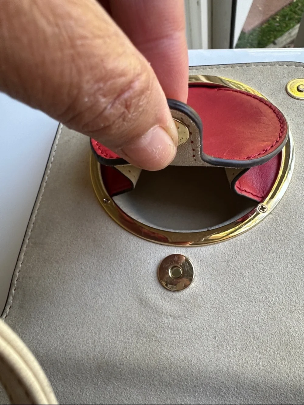 Michael Kors Red Leather Crossbody with Gold Ring Detail - Picture 8 of 12